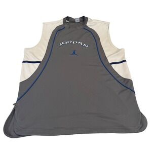 Jordan Brand Mens 3XL Grey White Blue Sleeveless Basketball Jersey Shirt 23 Y2K